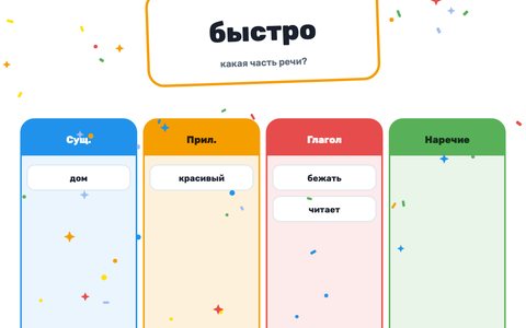 Игра «Части речи» — как она выглядит на доске